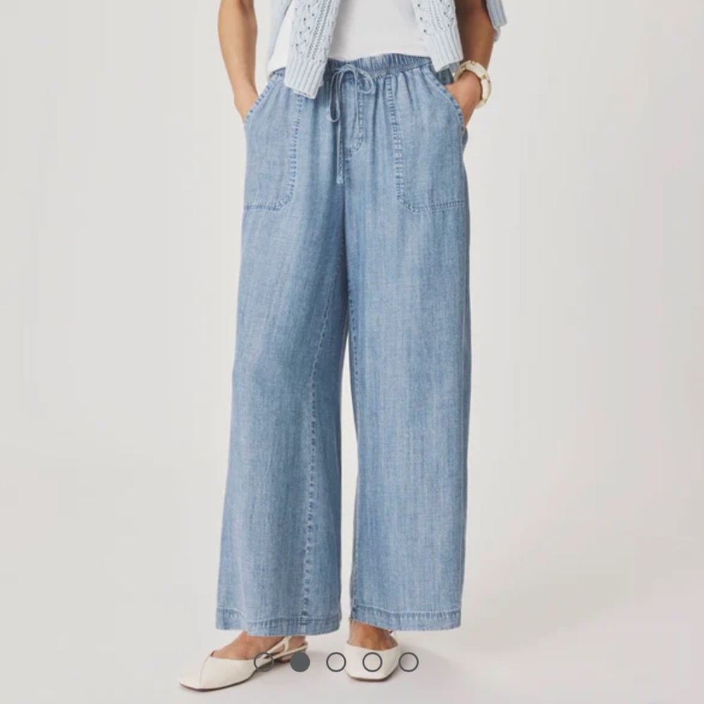 NWT Splendid Women’s S Angie Indigo Palazzo Pants Wide Leg Blue Coastal Beach